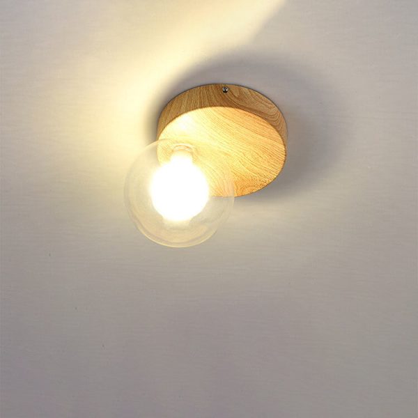 Japanese Minimalist Glass Iron Woodgrain 1-Light Semi-Flush Mount Ceiling Light - Image 25