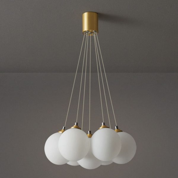 Nordic Light Luxury Glass Balloon Brass 4/5/7 Light Chandelier - Image 16