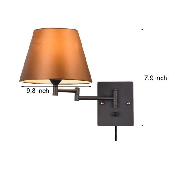1-Light Linen/Brown/White Plug-In Swing Arm Wall Lamp with Linen Shade - Image 7