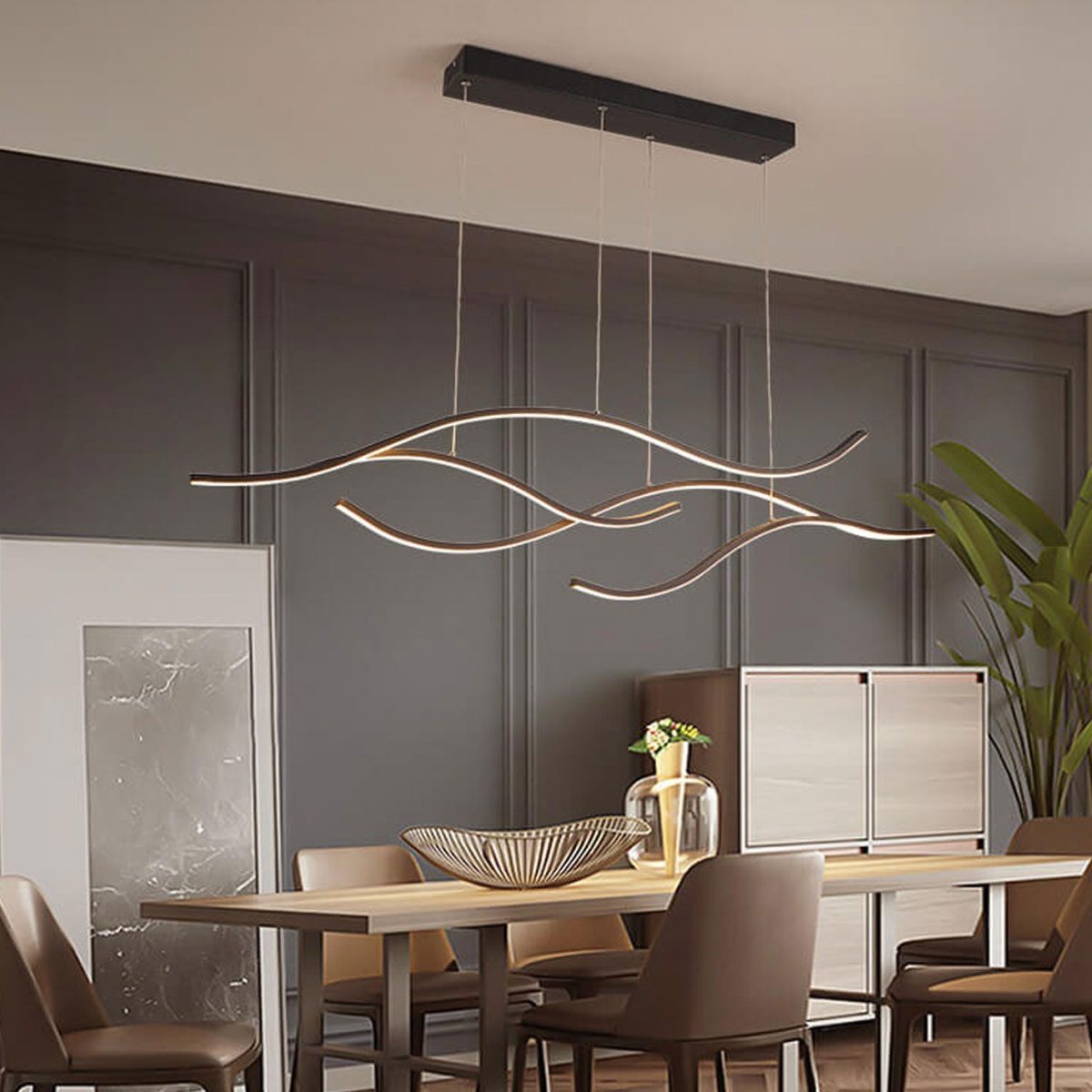 Nordic Creative Long Line Island Light LED Art Chandelier - Image 17