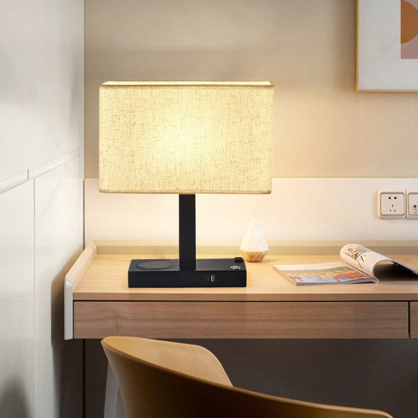 Modern Minimalist Rectangular Cloth Iron 1-Light Table Lamp For Living Room - Image 7