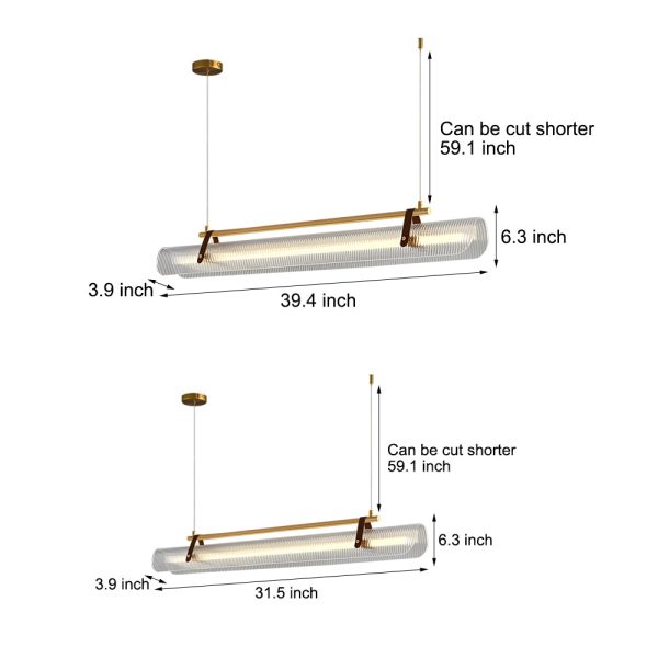 Acrylic Nami Linear Pendant Island Light with Adjustable Hanging Length - Image 8