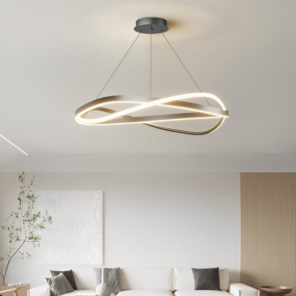 Circular Wave Rings Three Step Dimming Minimalist Nordic Chandelier - Image 3