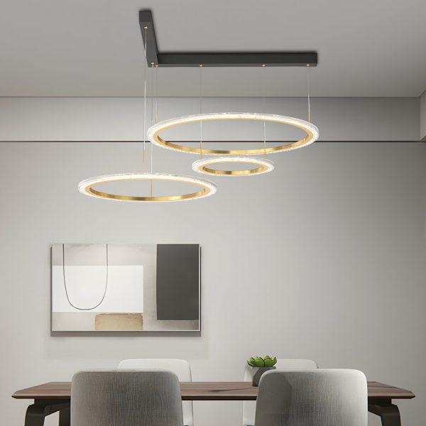 2/3 Circles Rings Three Step Dimming Minimalist Modern Ceiling Light Fixture - Image 2