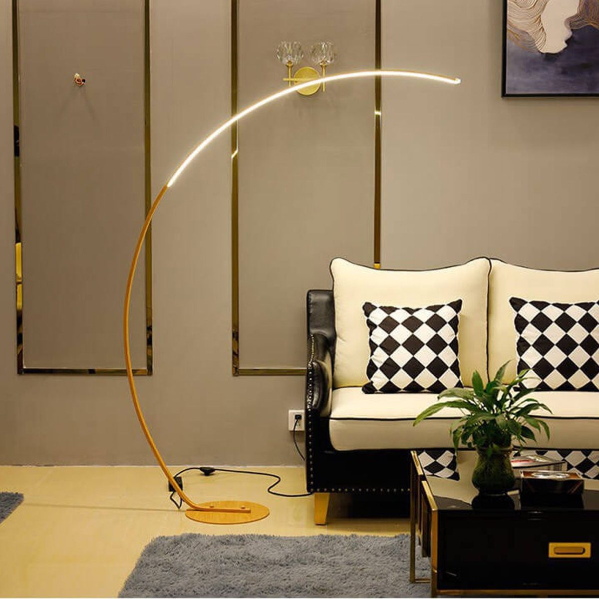 Minimalist Curved Line LED Aluminum Standing Floor Lamp - Image 21