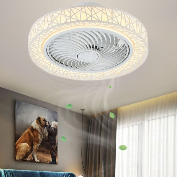 Modern Luxury Round Lace LED Flush Mount Ceiling Fan Light - Image 21