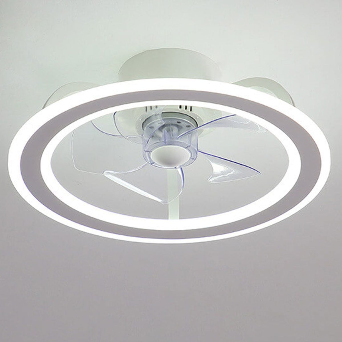 Nordic Creative Round LED Semi-Flush Mount Ceiling Fan Light - Image 17