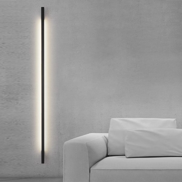Minimalist Strip Three Step Dimming LED Black Postmodern Wall Lamp - Image 7