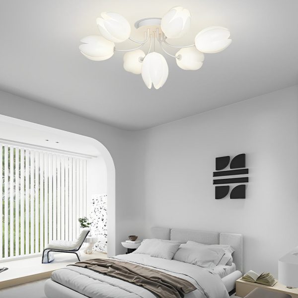 Tulips Flowers G9 14W White Minimalist Ceiling Lights Chandelier - Image 7