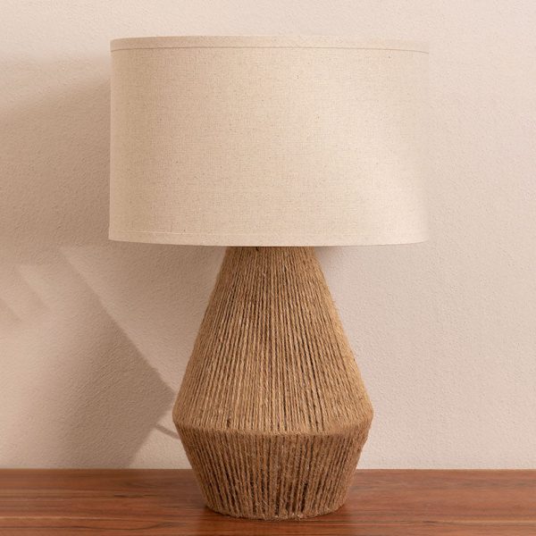 Japanese Vintage Hemp Rope Weaving Base Fabric 1-Light Table Lamp - Image 2