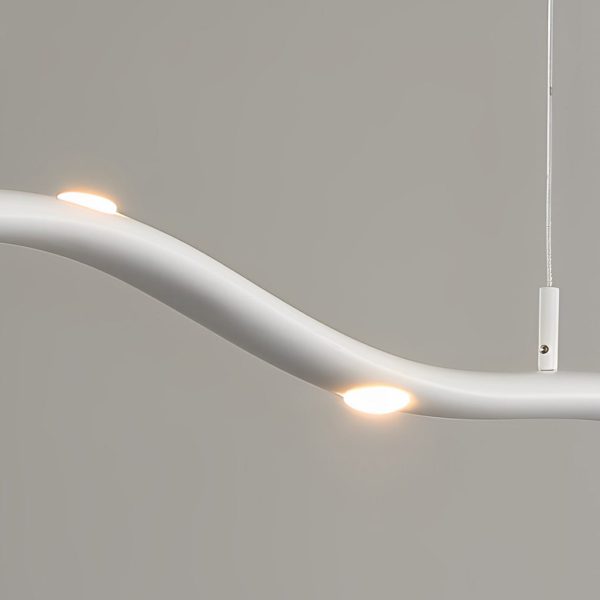 Long Strip Waves Branches Stepless Dimming LED White Modern Chandelier - Image 10