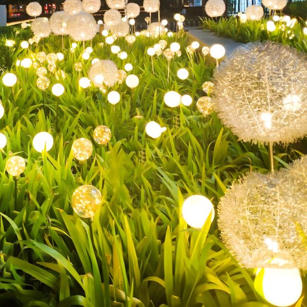 10-Piece Solar Dandelion Pathway Lights LED Outdoor Garden Lighting Set - Image 2