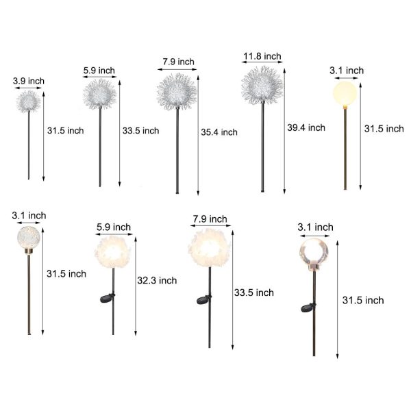 10-Piece Solar Dandelion Pathway Lights LED Outdoor Garden Lighting Set - Image 5