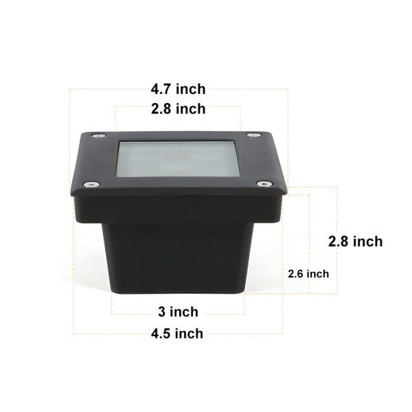 5-Light LED Modern Square In-Ground Well Lights Step Deck Lighting with Light Sensor for Pathways - Image 9