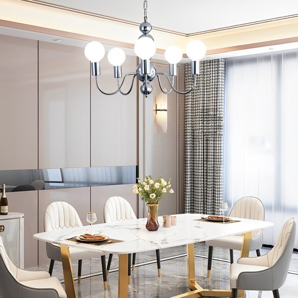 Iron Electroplating Glass Ball Shade Minimalist French Style Chandelier - Image 5