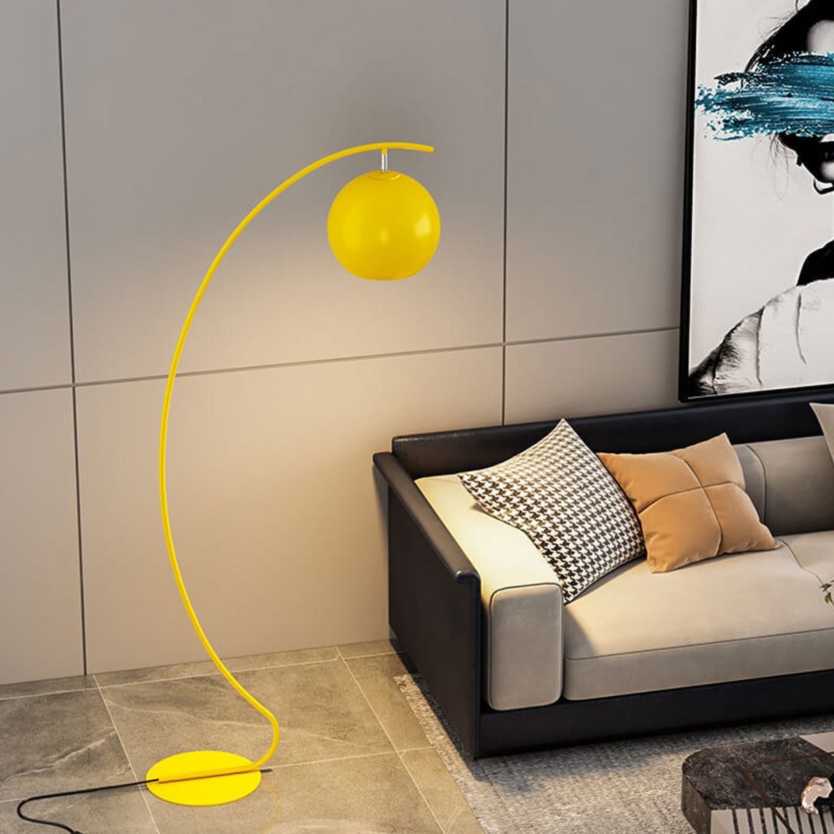 Nordic Minimalist Curved Line Dome 1-Light Standing Floor Lamp - Image 1