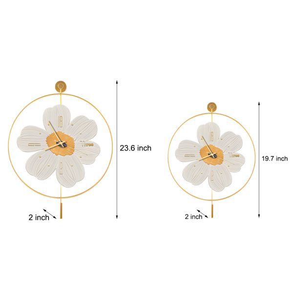 Round Metal Battery Operated LED Flower Wall Clock - Image 7