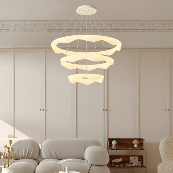 Creative Cream Style Designer Rings 3 Step Dimming Modern Chandelier - Image 8