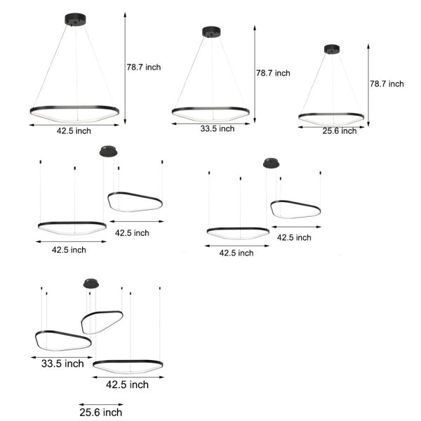 Black 1/2/3-Light Triangle Ring Chandelier - Image 7