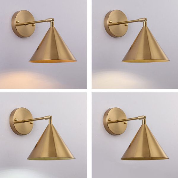 Modern Simple Iron Plated Brass Cone Round 1-Light Wall Sconce Lamp - Image 5