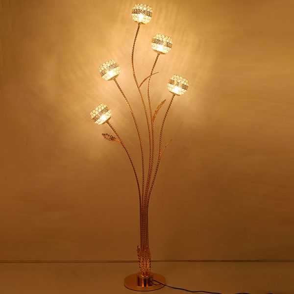 Modern Luxury Leaf Flower Globe Iron Aluminum 5-Light Standing Floor Lamp For Living Room - Image 17