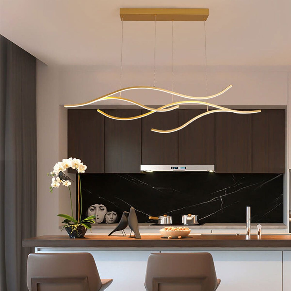 Nordic Creative Long Line Island Light LED Art Chandelier - Image 2