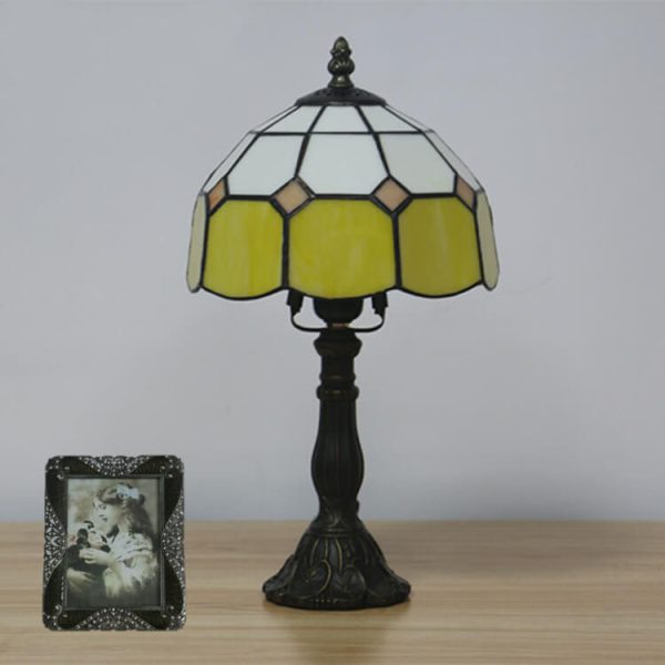 Vintage Tiffany Mediterranean Stained Glass 1-Light Table Lamp - Image 12