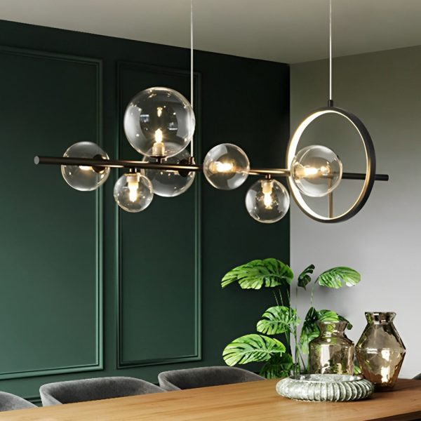 Circular Glass Bubbles LED Black Nordic Dining Room Chandeliers Light - Image 3