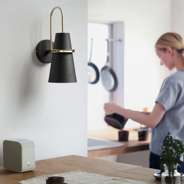 Contemporary Scandinavian Horn Iron 1-Light Wall Sconce Lamp For Bedroom - Image 17