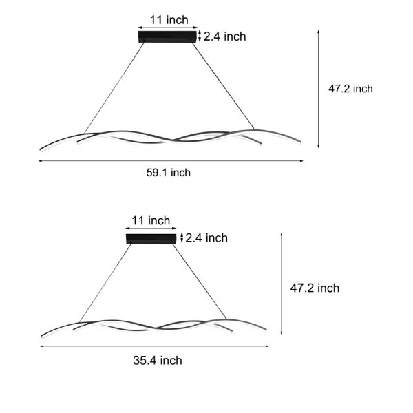 Double Wavy Minimalist LED Creative Modern Chandelier Hanging Ceiling Lamp - Image 9