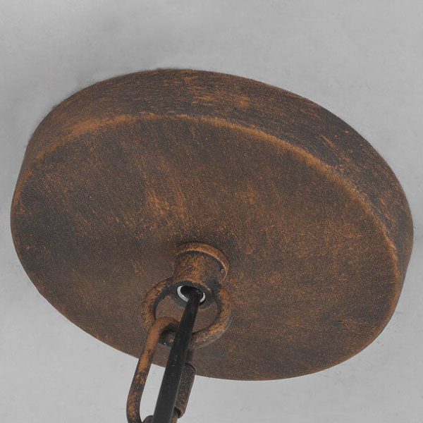Traditional Vintage Round Trapezoidal Animal Iron 1-Light Pendant Light For Living Room - Image 9