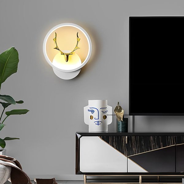 Round Square Creative Antlers Design LED Modern Wall Lamp Bedside Light - Image 8