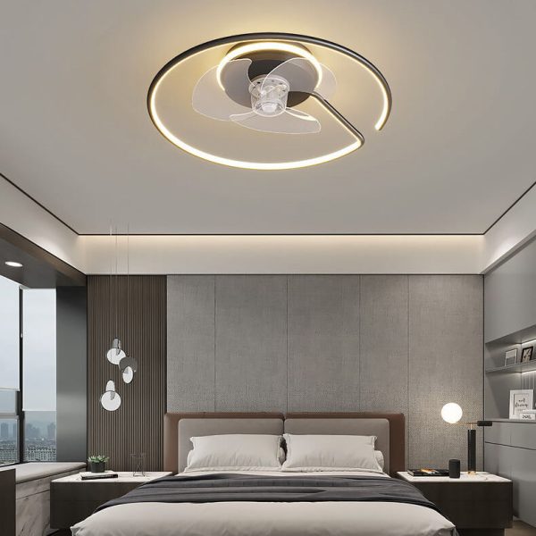 Minimalist Light Luxury Round Ring LED Invisible Flush Mount Ceiling Fan Light - Image 15