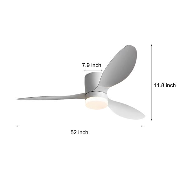 52 Inch 3 Blades Mute LED Dimmable Modern Ceiling Fan Lamp with Remote - Image 7