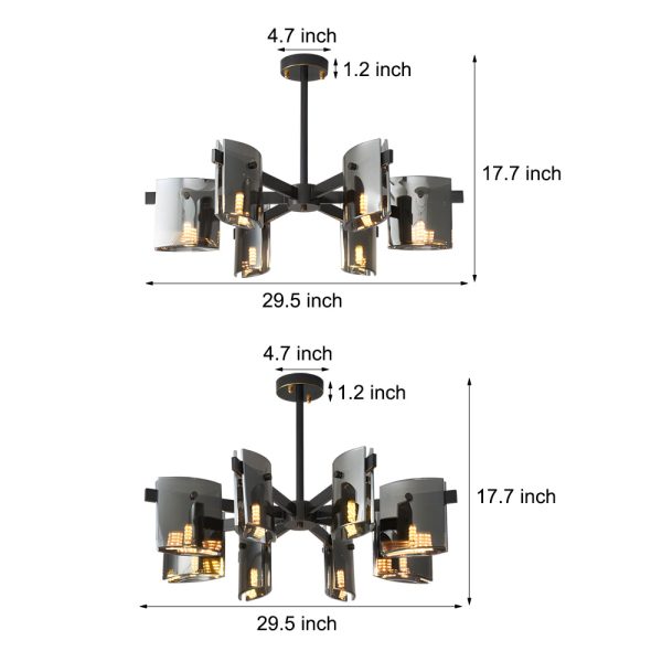 6/8-Light Dimmable Metallic Electroplated Glass Chandelier Lighting - Image 7