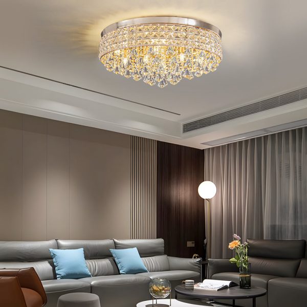 19'' Round Crystal Pendants LED Ceiling Lights Fixture Ceiling Lamp - Image 4
