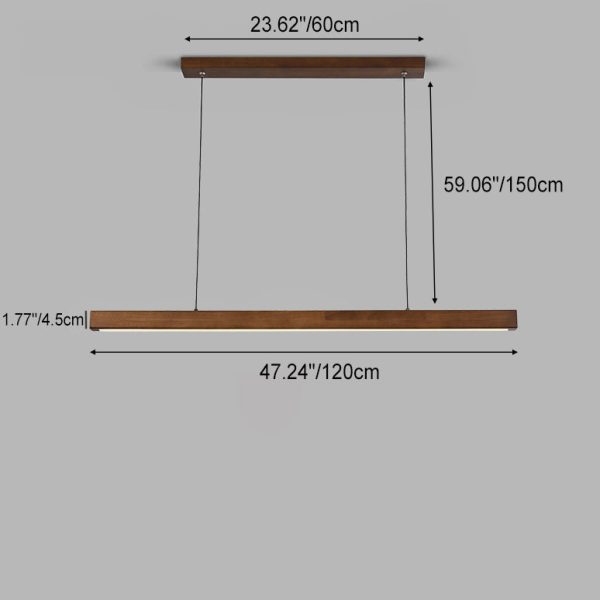 Contemporary Nordic Rubber Wood Acrylic Strip LED Island Light Chandelier For Dining Room - Image 10
