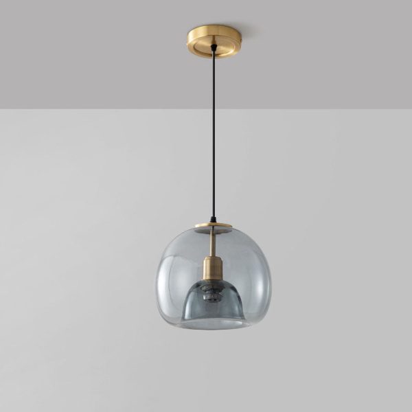 Contemporary Scandinavian Round Copper Glass 1/3 Light Island Light Chandelier For Dining Room - Image 5