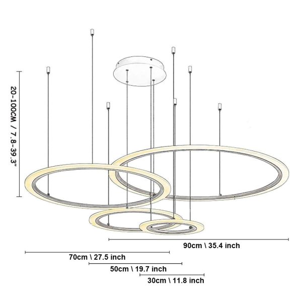 4 Circles Artistic Dimmable LED Modern Pendant Lighting Chandeliers - Image 11