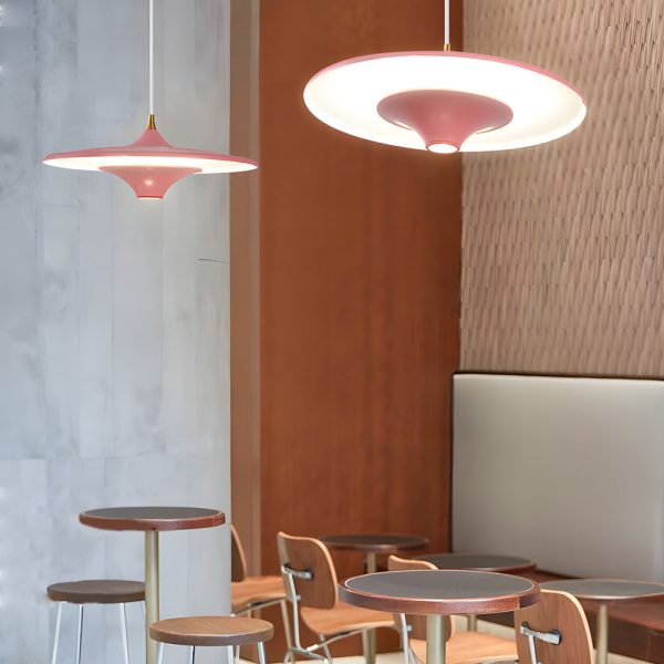 13.8'' 1-Light Round UFO Pendant Lights LED Metal Hanging Lighting Small Spaceship Pendant Lamp for Bar - Image 3