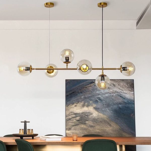 Nordic Minimalist Colorful Orb Hardware Glass 6-Light Island Light Chandelier - Image 22