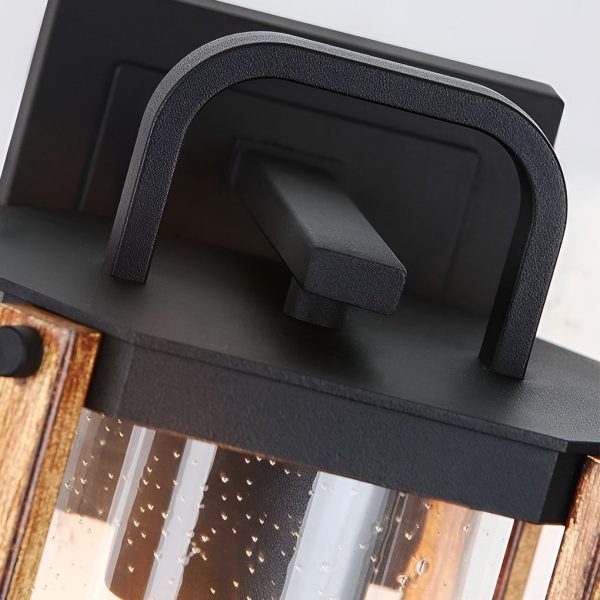 Lantern Shaped Waterproof Glass Black Industrial Outdoor Wall Sconce Lighting - Image 11