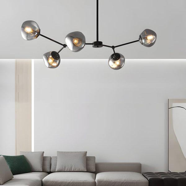 3/5/8-Light Molecule Dimpled Lava Glass Chandelier with Black Metallic Arms - Image 5