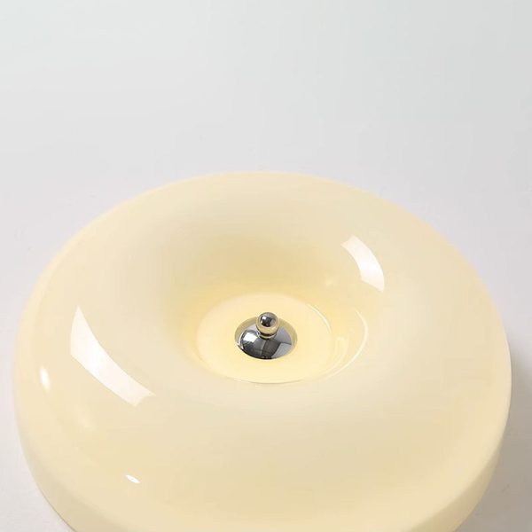 Contemporary Nordic Creamy Yellow Pudding Glass Shade Iron LED Flush Mount Ceiling Light For Living Room - Image 10
