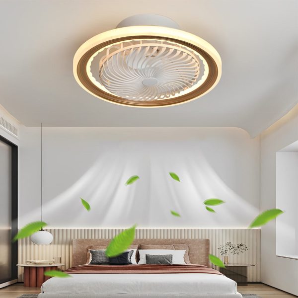 Round Mute Timing LED 3 Step Dimming Adjustable Bladeless Ceiling Fans - Image 2