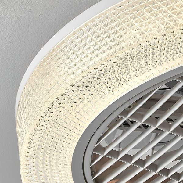 Round Dimmable LED Warm Air Mute Modern Bladeless Ceiling Fans Lights - Image 10