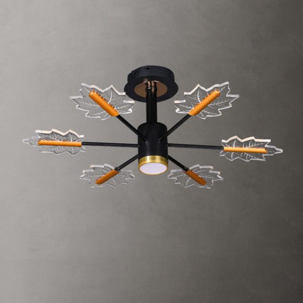 Modern Minimalist Branch Maple Leaf Iron Acrylic LED Chandelier For Living Room - Image 13