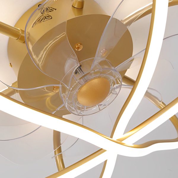 Round Flower Cage LED Dimmable with Remote Bladeless Ceiling Fans Lamp - Image 11