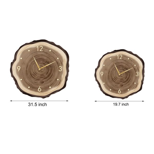 Rustic Round Wood Slice Clock with Remote Control and LED Lights - US Plug - Image 8