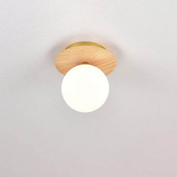 Japanese Minimalist Glass Iron Woodgrain 1-Light Semi-Flush Mount Ceiling Light - Image 27